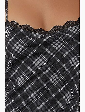 Vestido curto estampado com detalhe em renda hiccup