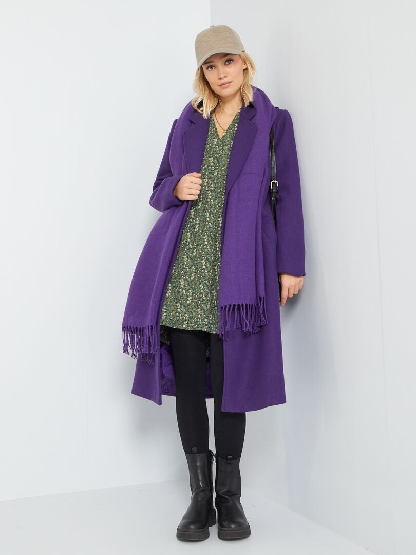 Vestido curto estampado com folhos CAQUI - Kiabi