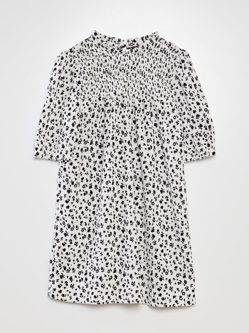 Vestido curto estampado de malha crepe BEGE - Kiabi