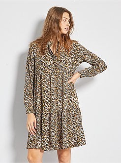 Vestido curto estampado florido - Kiabi