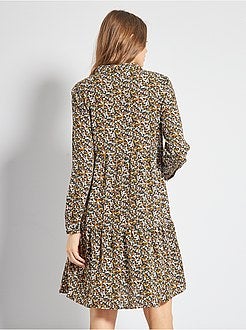 Vestido curto estampado florido - Kiabi