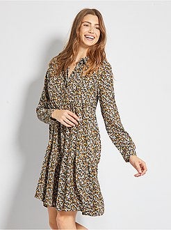 Vestido curto estampado florido - Kiabi