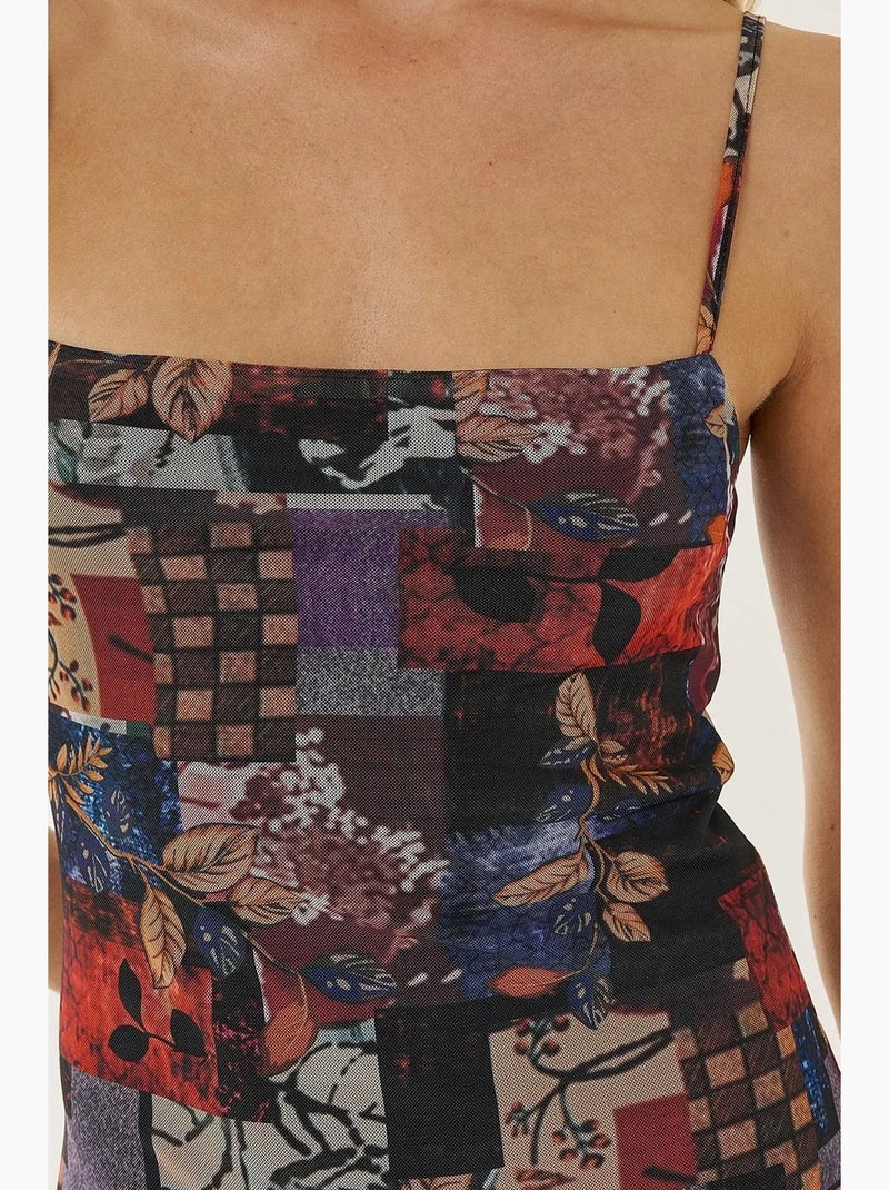 Vestido curto estampado hiccup Multicolorido - Kiabi