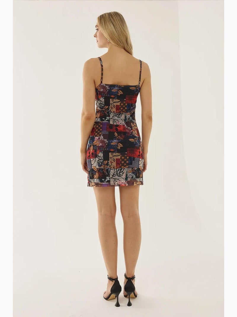 Vestido curto estampado hiccup Multicolorido - Kiabi