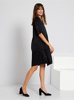 Vestido curto estampado leopardo - Kiabi