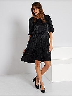 Vestido curto estampado leopardo - Kiabi