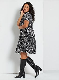 Vestido curto estampado - Kiabi
