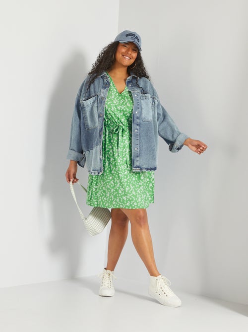 Vestido curto estampado - Kiabi
