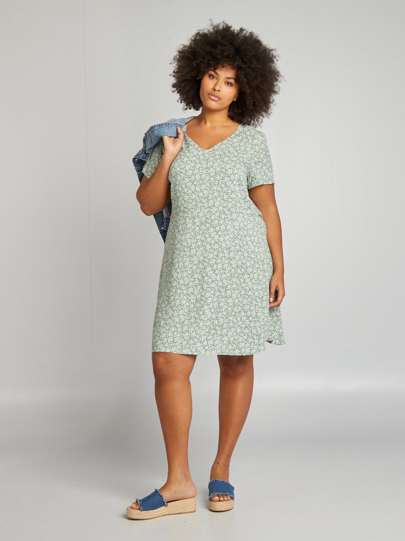 Vestido curto estampado 'Vero Moda Curve' VERDE - Kiabi