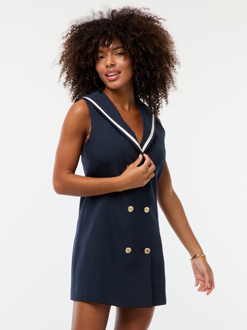Vestido curto estilo marinheiro Azul - Kiabi