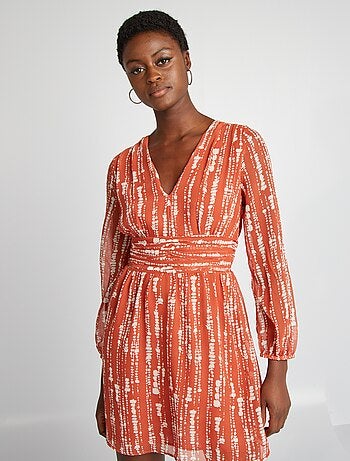 Vestido curto evasé estampado