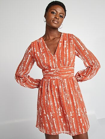 Vestido curto evasé estampado