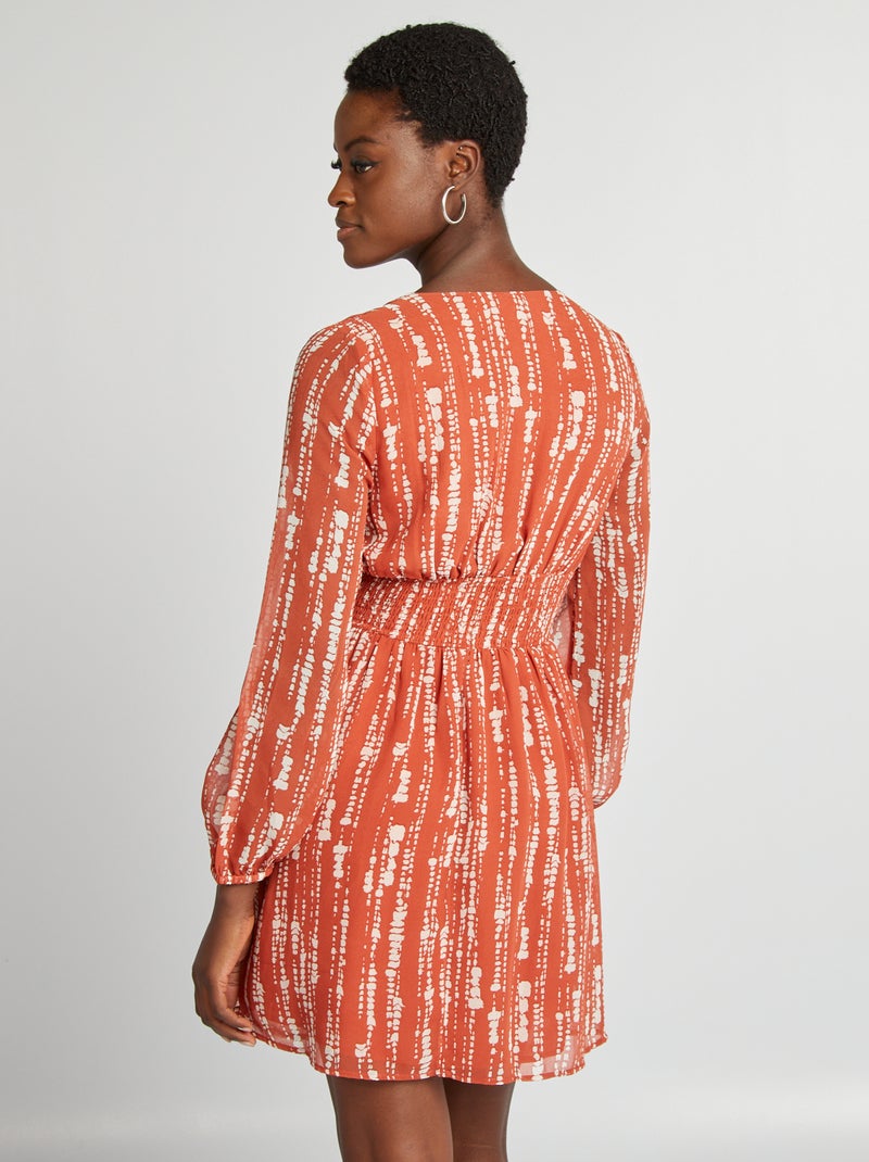 Vestido curto evasé estampado CASTANHO - Kiabi