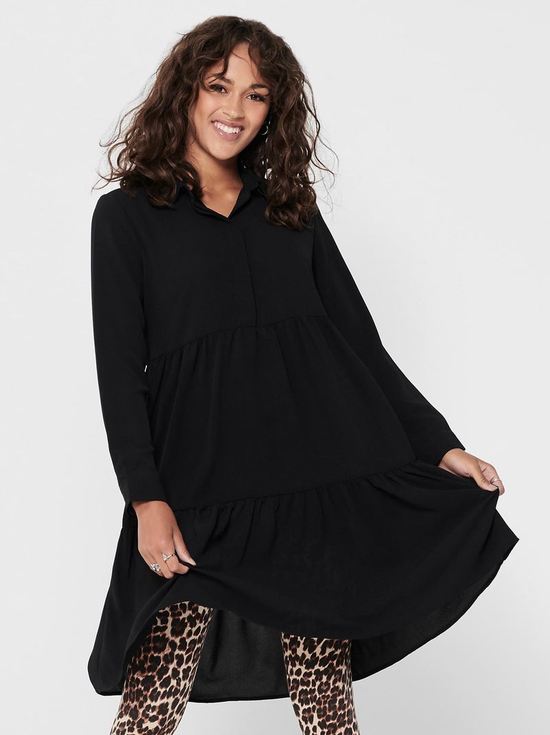 Vestido curto evasé 'JDY' Preto - Kiabi