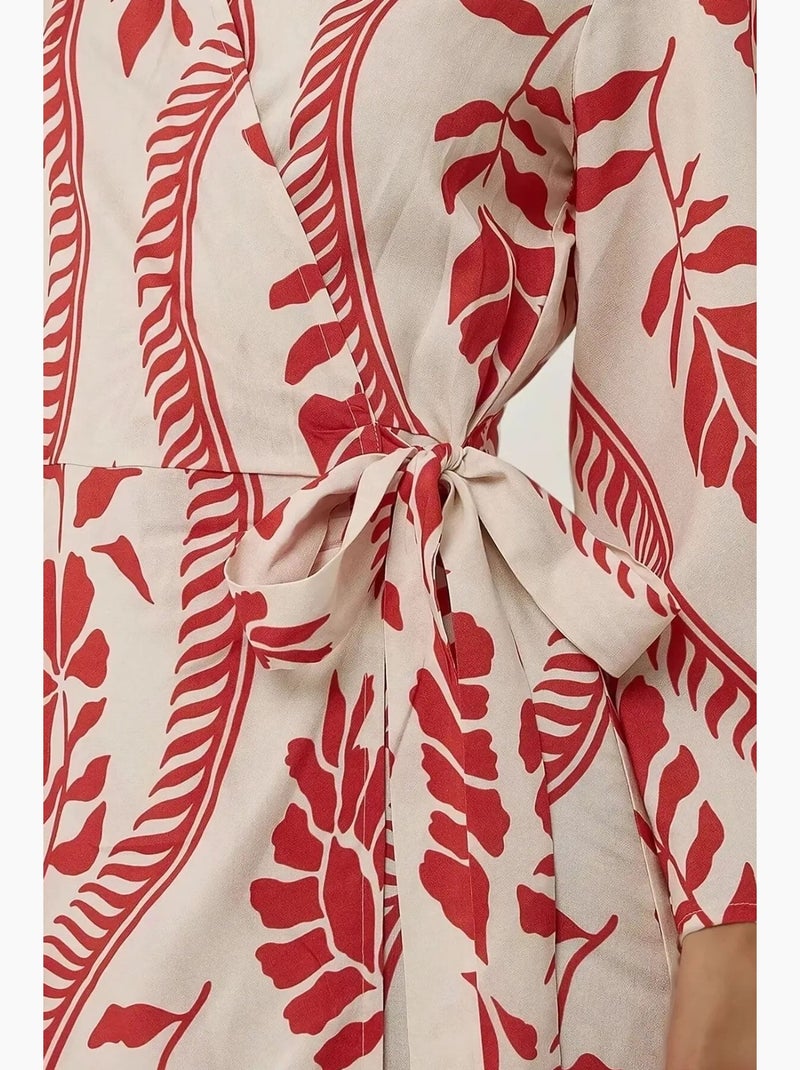 Vestido curto floral com decote em v hiccup Multicolorido - Kiabi