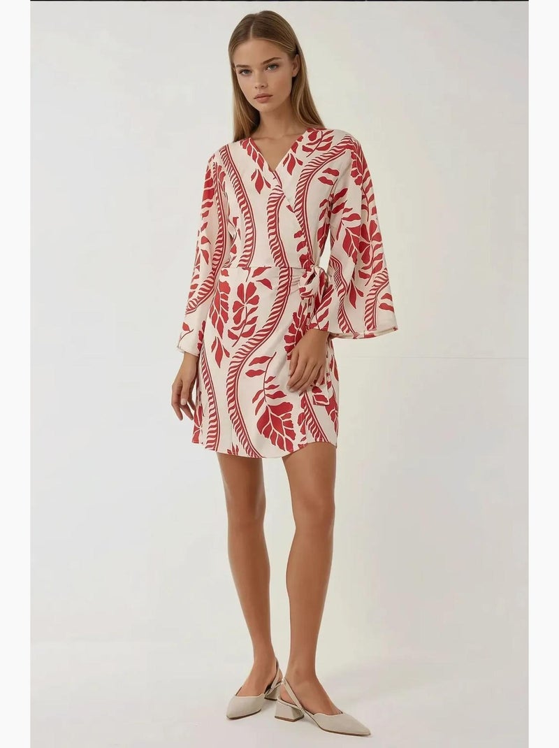 Vestido curto floral com decote em v hiccup Multicolorido - Kiabi