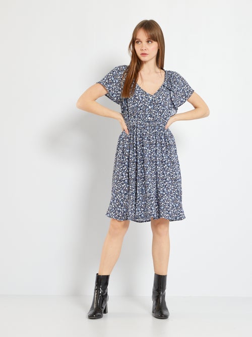 Vestido curto florido - Kiabi