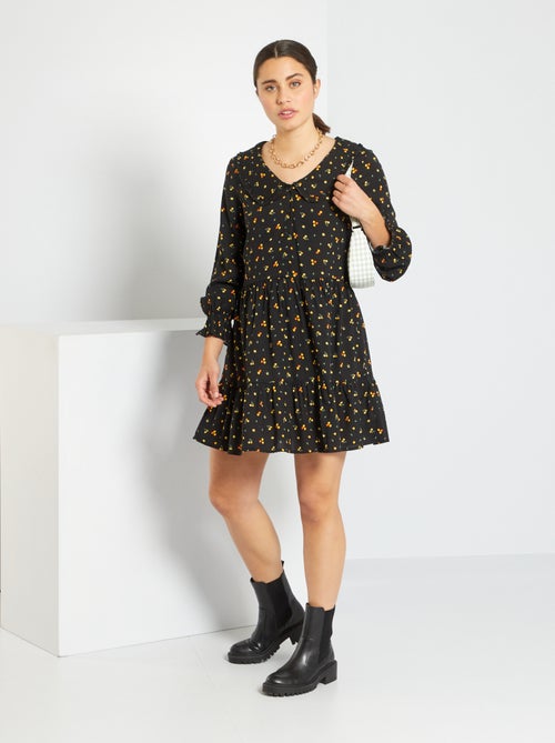 Vestido curto florido - Kiabi