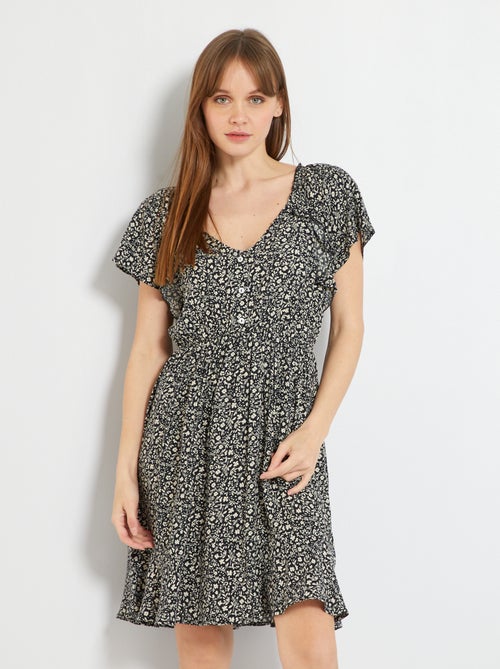 Vestido curto florido - Kiabi