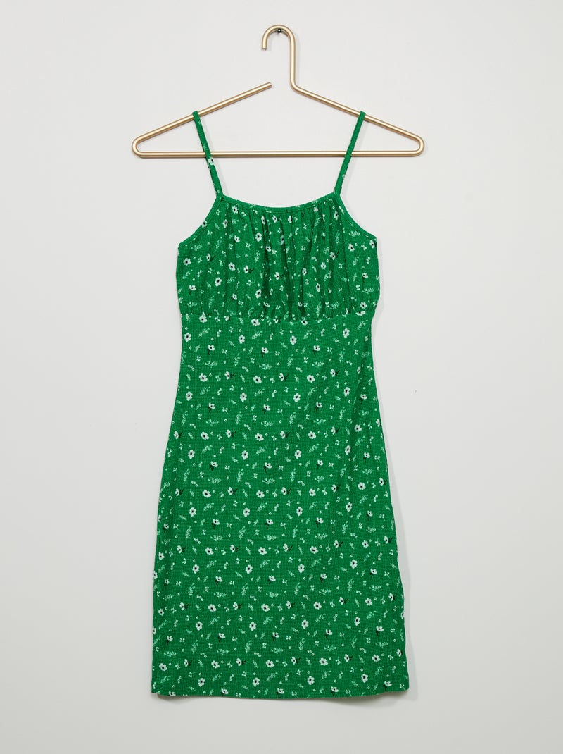 Vestido curto florido VERDE - Kiabi