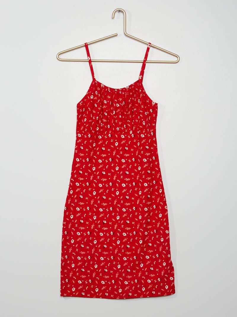 Vestido curto florido VERMELHO - Kiabi