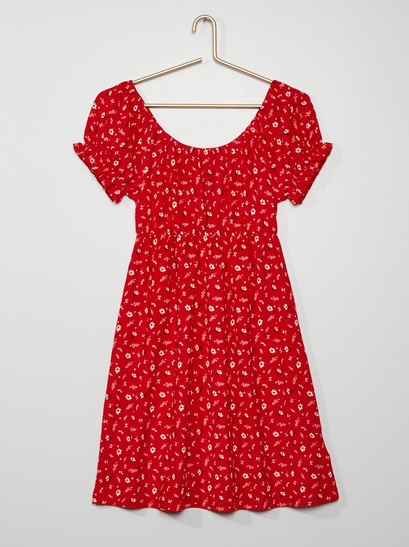 Vestido curto florido VERMELHO - Kiabi