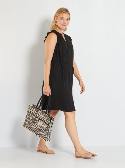 Vestido curto fluido com decote em bico - Kiabi