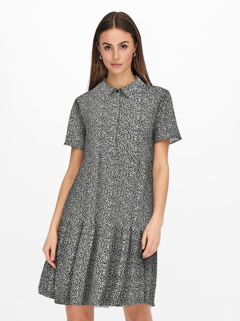 Vestido curto fluido 'JDY' Estampado Preto - Kiabi