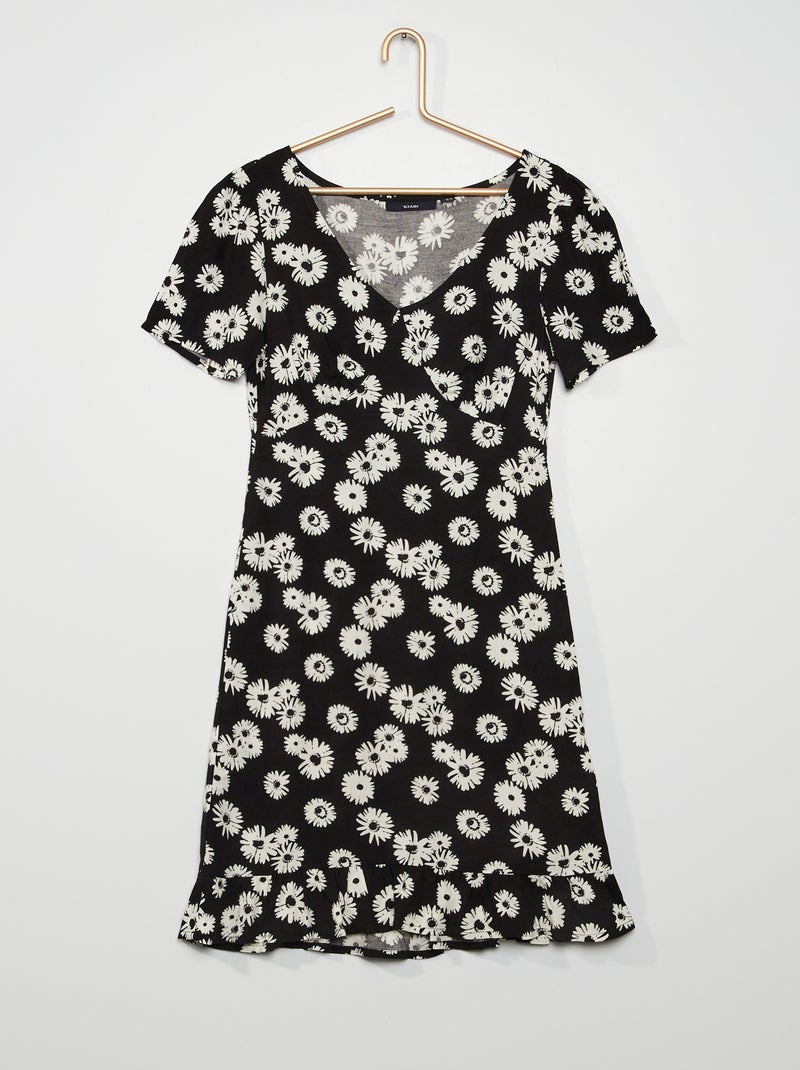Vestido curto fluido PRETO - Kiabi