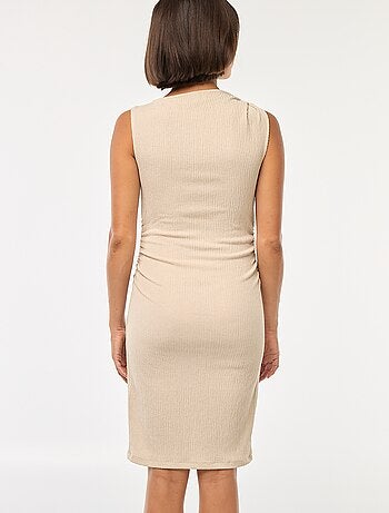 Vestido curto franzido em malha gofrada