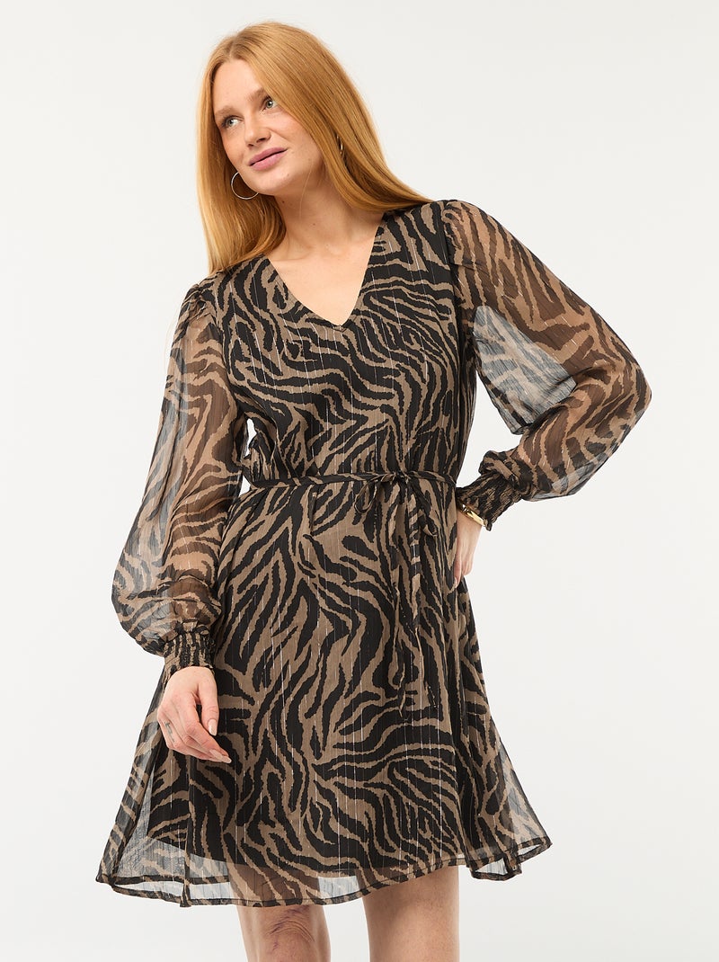 Vestido curto 'JDY' em voile com fios brilhantes Preto - Kiabi