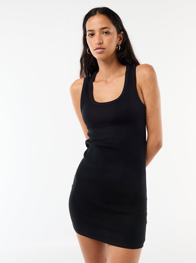 Vestido curto justo com alças Preto - Kiabi