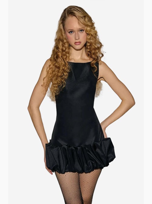 Vestido curto justo com costas abertas e detalhe de bainha com balão hiccup - Kiabi