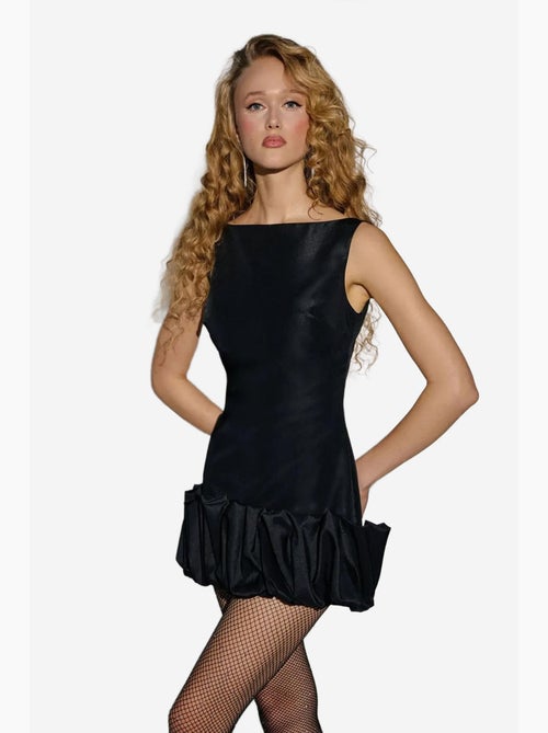 Vestido curto justo com costas abertas e detalhe de bainha com balão hiccup - Kiabi