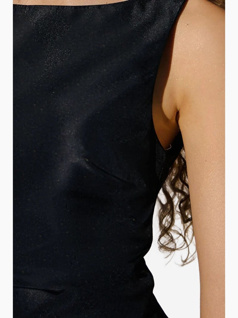 Vestido curto justo com costas abertas e detalhe de bainha com balão hiccup Preto - Kiabi