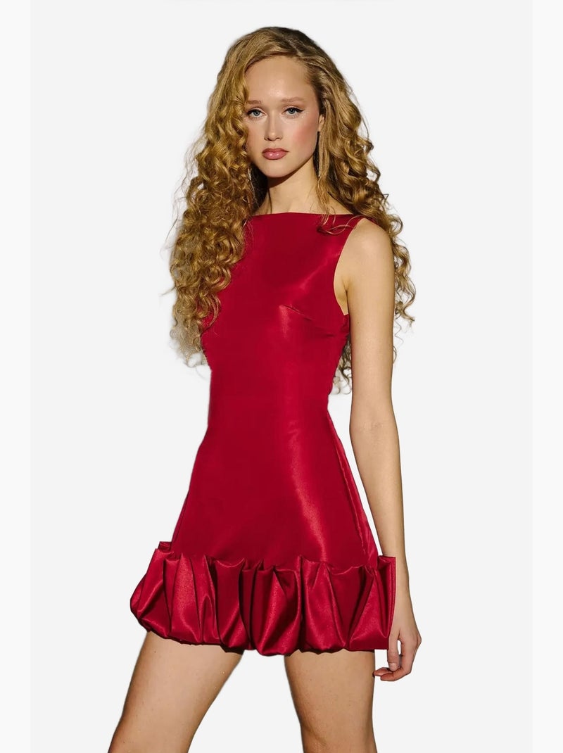 Vestido curto justo com costas abertas e detalhe de bainha com balão hiccup Vermelho - Kiabi