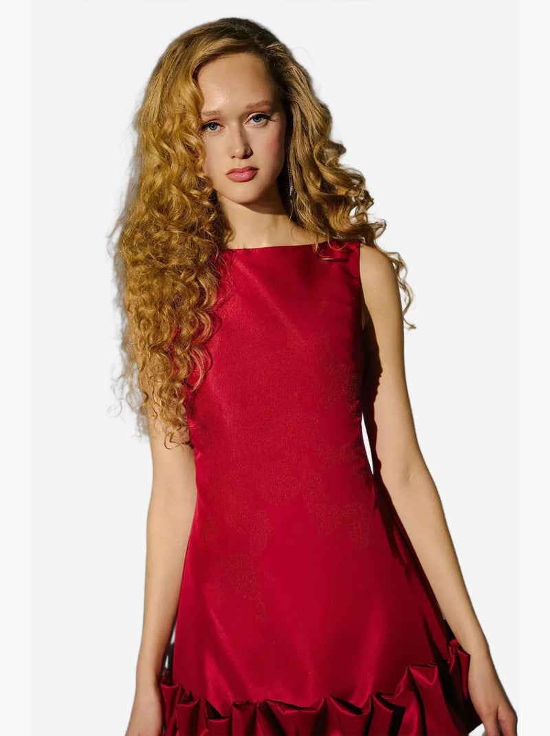 Vestido curto justo com costas abertas e detalhe de bainha com balão hiccup Vermelho - Kiabi