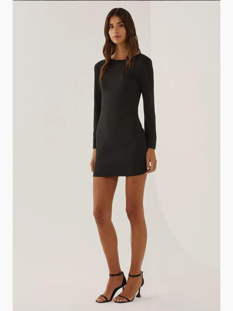 Vestido curto justo com decote nas costas hiccup Preto - Kiabi