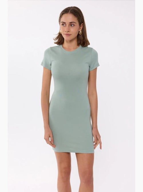 Vestido curto justo com decote redondo e cor lisa hiccup - Kiabi