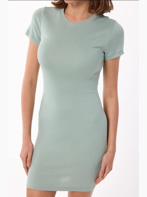 Vestido curto justo com decote redondo e cor lisa hiccup - Kiabi
