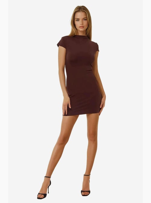 Vestido curto justo com gola redonda hiccup - Kiabi Vestido curto justo com gola redonda hiccup - Kiabi