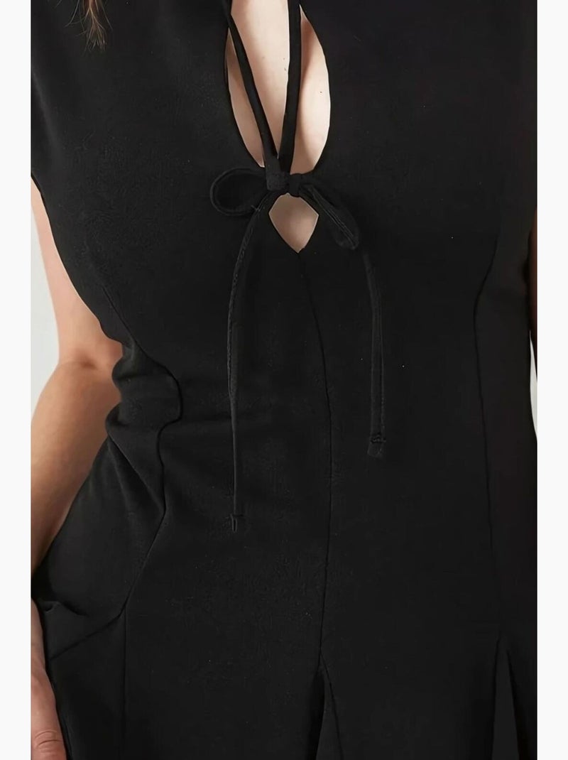 Vestido curto justo com laço hiccup Preto - Kiabi