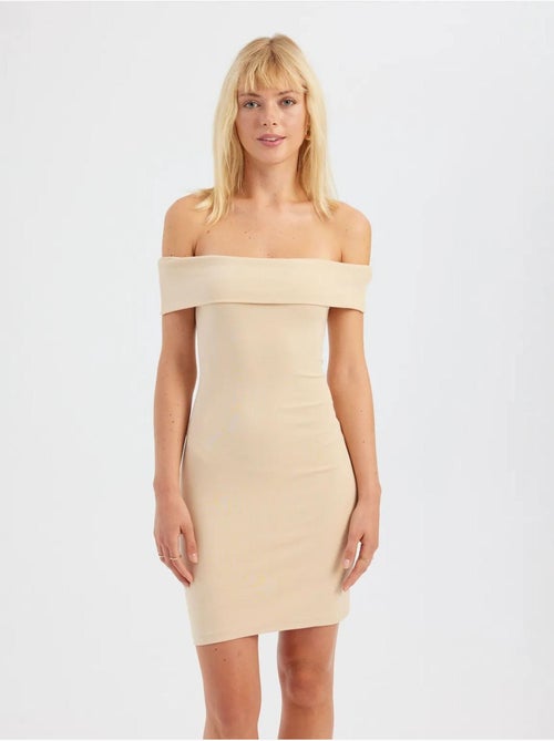 Vestido curto justo com ombros descobertos hiccup - Kiabi Vestido curto justo com ombros descobertos hiccup - Kiabi