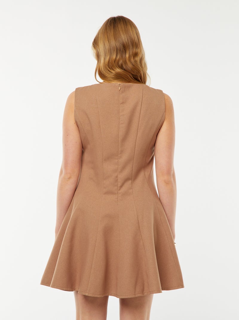 Vestido curto justo sem mangas Bege - Kiabi