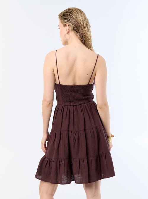 Vestido curto liso com alças finas - Kiabi
