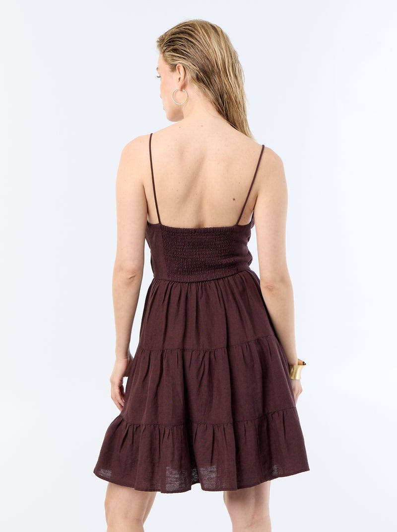 Vestido curto liso com alças finas Violeta - Kiabi