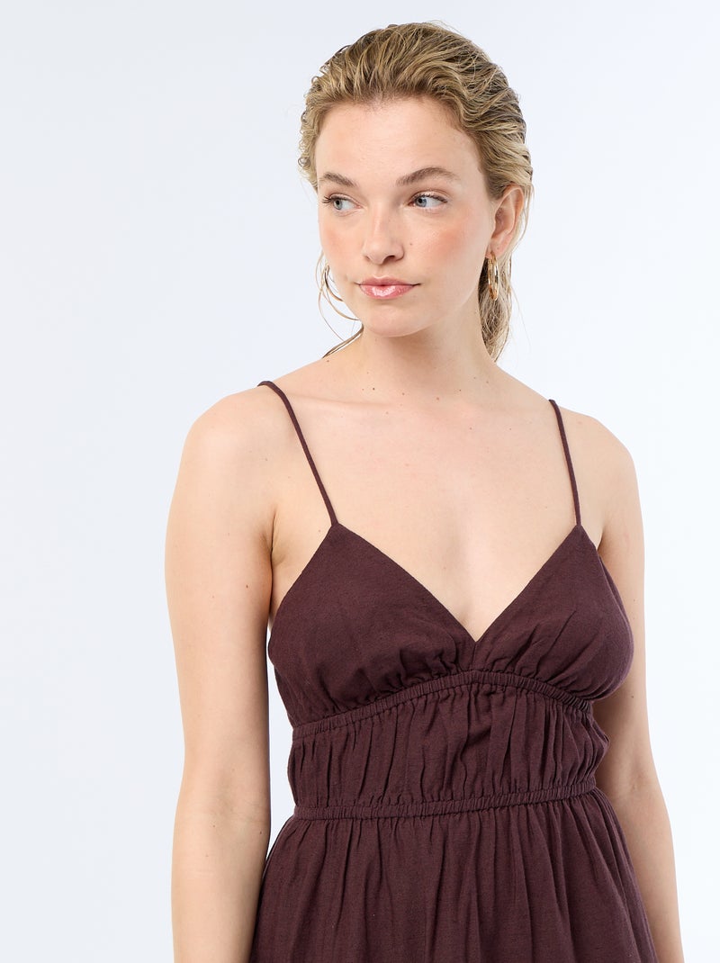 Vestido curto liso com alças finas Violeta - Kiabi