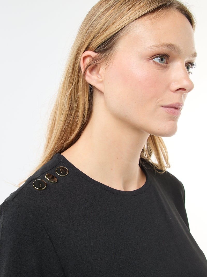 Vestido curto liso com decote redondo 'JDY' Preto - Kiabi