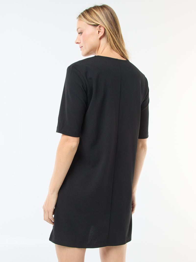 Vestido curto liso com decote redondo 'JDY' Preto - Kiabi