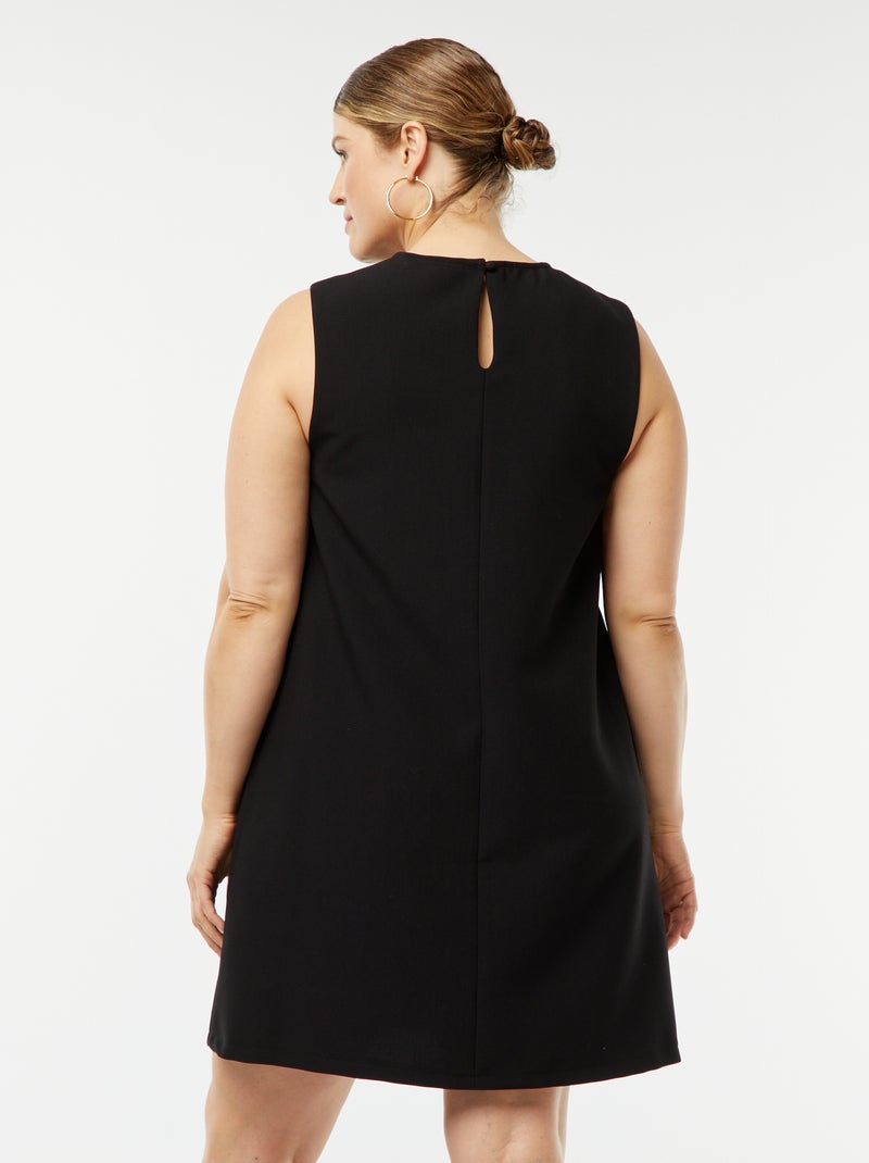 Vestido curto liso sem mangas Preto - Kiabi